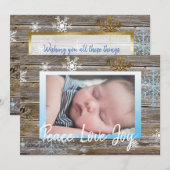 Peace Love Joy Family Feestdagenkaart (Voorkant / Achterkant)