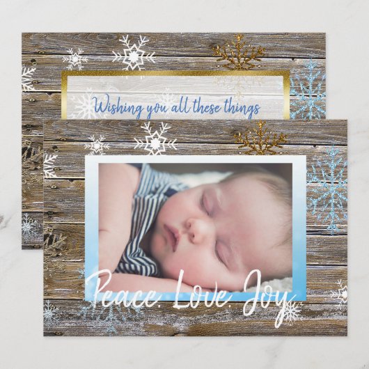 Peace Love Joy Family Feestdagenkaart (Voorkant / Achterkant)