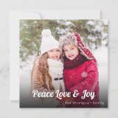 Peace Love Joy Family Foto Kerstvakantie Kaart (Voorkant)