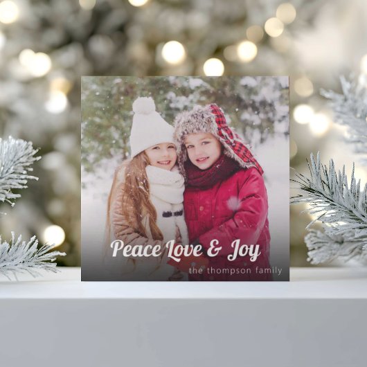 Peace Love Joy Family Foto Kerstvakantie Kaart
