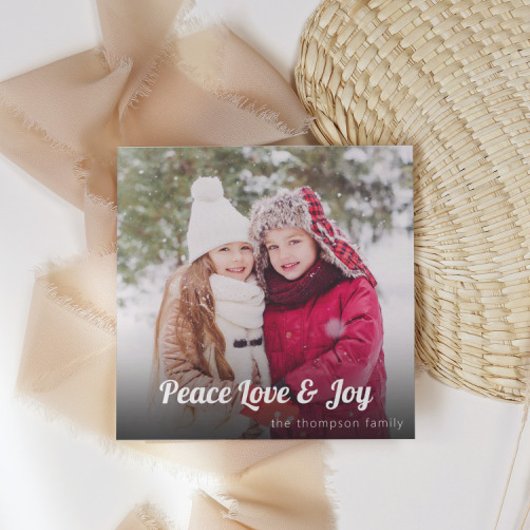 Peace Love Joy Family Foto Kerstvakantie Kaart