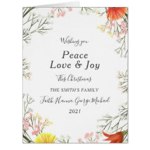 Peace Love Joy Family Merry kerstBriefkaart