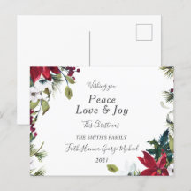 Peace Love Joy Family Merry kerstBriefkaart