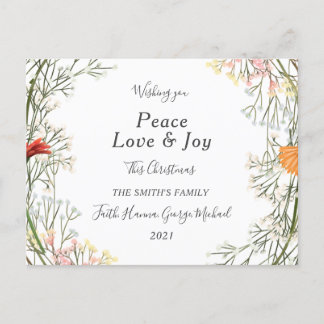 Peace Love Joy Family Merry kerstBriefkaart Briefkaart