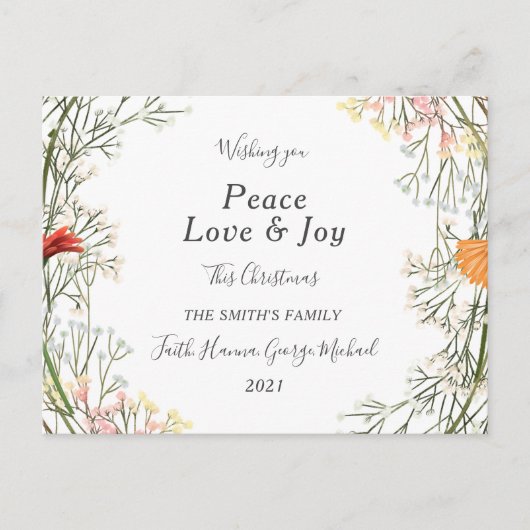 Peace Love Joy Family Merry kerstBriefkaart Briefkaart (Voorkant)