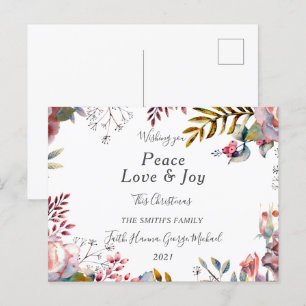 Peace Love Joy Family Merry kerstBriefkaart Briefkaart