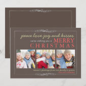 Peace Love Joy Family Merry-kerstfotokaart Feestdagenkaart (Voorkant / Achterkant)