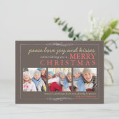 Peace Love Joy Family Merry-kerstfotokaart Feestdagenkaart (Staand voorkant)