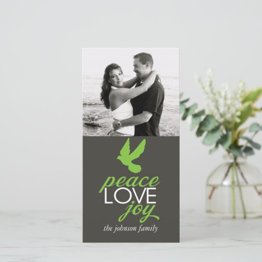 Peace Love Joy Feestdagenkaart (Staand voorkant)