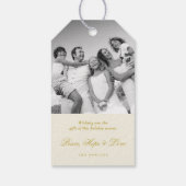 Peace Love Joy Festive Foliage Deco Holiday Foto Cadeaulabel (Achterkant)