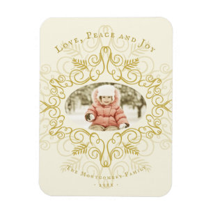 Peace Love Joy Festive Foliage Deco Holiday Foto Magneet