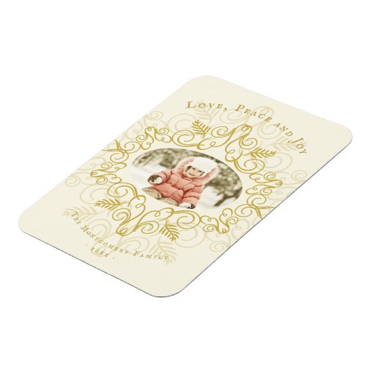 Peace Love Joy Festive Foliage Deco Holiday Foto Magneet (Linkerzijde)