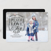 Peace Love & Joy Flat Kerstfeestay Fotokaart Feestdagenkaart (Voorkant / Achterkant)