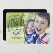 Peace Love & Joy Flat Kerstfeestay Fotokaart Kaart (Voorkant / Achterkant)