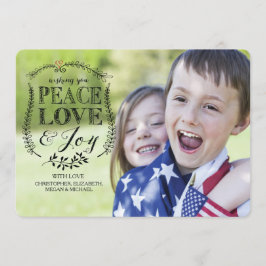 Peace Love & Joy Flat Kerstfeestay Fotokaart Kaart