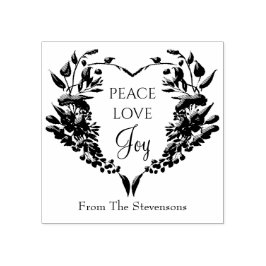 Peace Love Joy Floral Christmas Rubberstempel