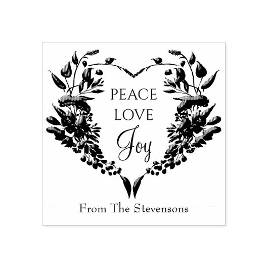 Peace Love Joy Floral Christmas Rubberstempel (Afrduk)