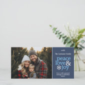 Peace Love Joy - Foto - Navy Blue Feestdagenkaart (Staand voorkant)