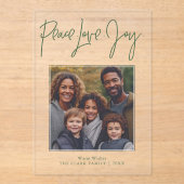 "Peace Love Joy" Foto Vakantie Acryl Uitnodigingen (Voorkant)