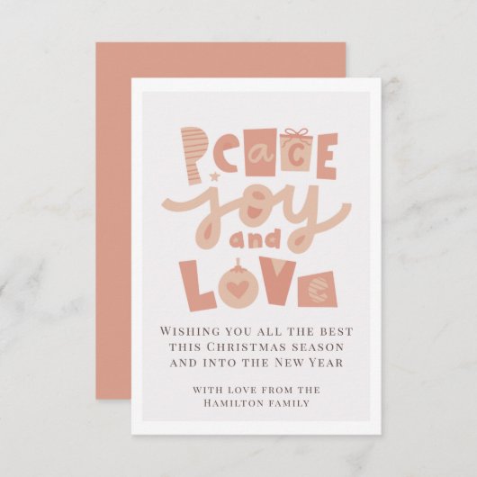 Peace Love Joy-fotokerstkaart Kaart (Voorkant / Achterkant)