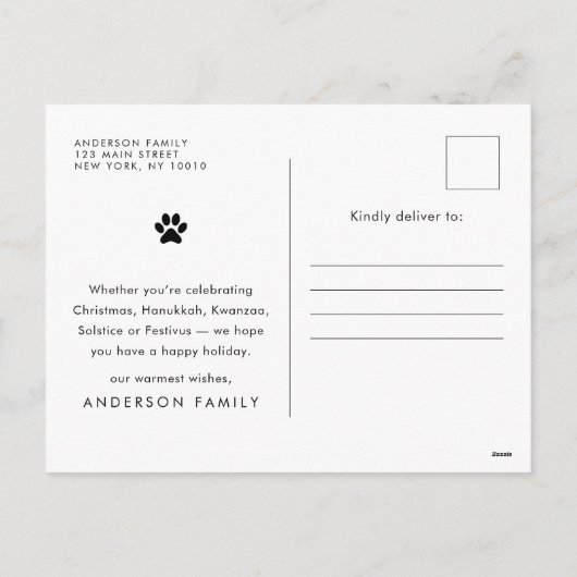 Peace, Love & Joy Funny Modern Pet Custom Photo Feestdagenkaart (Achterkant)