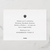 Peace, Love & Joy Funny Modern Pet Custom Photo Folie Feestdagenkaart (Achterkant)