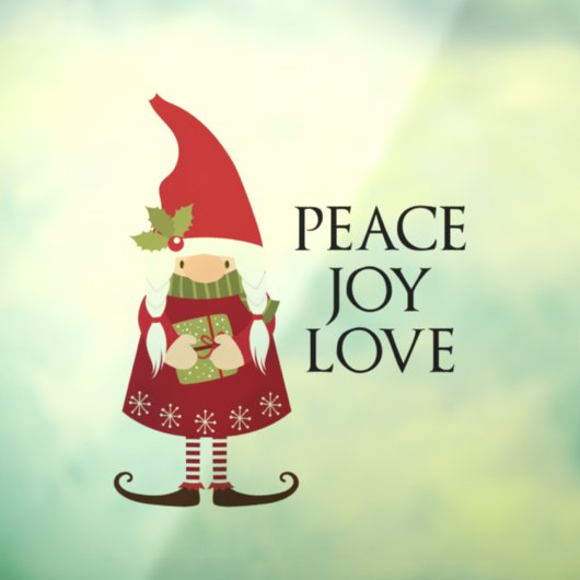 Peace Love Joy Girl Gnome Holiday Raamsticker (Vel 3)
