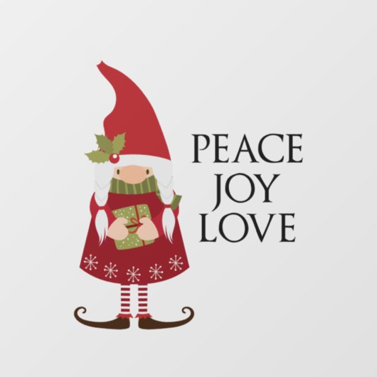 Peace Love Joy Girl Gnome Holiday Raamsticker (Vel)