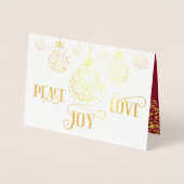 Peace Love Joy Gold Burgundy - kerstfoto Folie Kaarten (Voorkant)