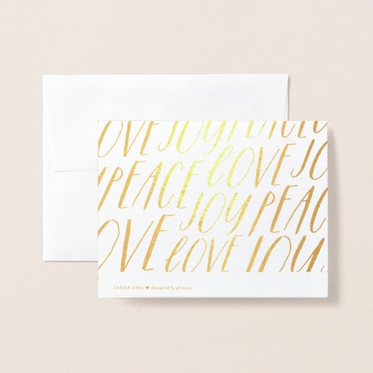 Peace Love Joy Gold Foil Wenskaart voor kerstmis Folie Kaarten (Met envelop)