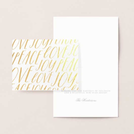 Peace Love Joy Gold Foil Wenskaart voor kerstmis Folie Kaarten (Display)