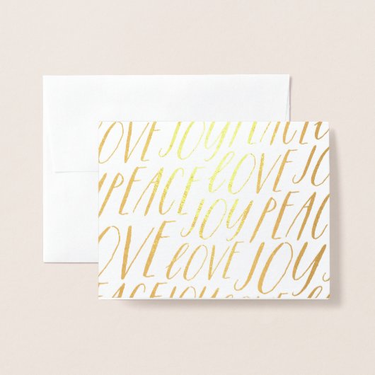 Peace Love Joy Gold Foil Wenskaart voor kerstmis Folie Kaarten (Voorkant met envelop)