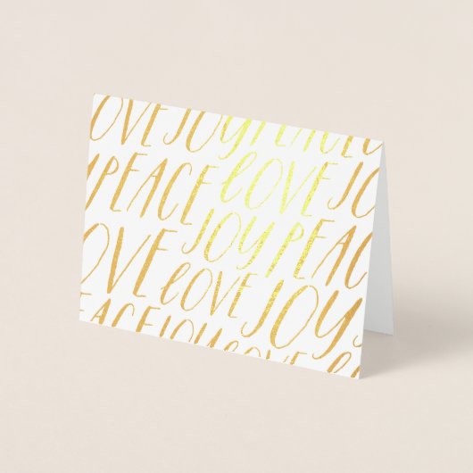 Peace Love Joy Gold Foil Wenskaart voor kerstmis Folie Kaarten (Voorkant)