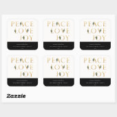 Peace Love Joy Golden Botanical Holiday Vierkante Sticker (Vel)