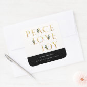 Peace Love Joy Golden Botanical Holiday Vierkante Sticker (Envelop)
