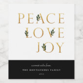 Peace Love Joy Golden Botanical Wijn Etiket (Enkel label)