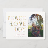 Peace Love Joy Golden Photo Feestdagenkaart (Voorkant)