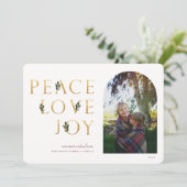 Peace Love Joy Golden Photo Feestdagenkaart (Staand voorkant)