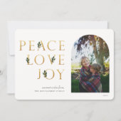 Peace Love Joy Golden Photo Feestdagenkaart (Voorkant)