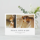 Peace Love Joy Gray Fair Isle Foto Feestdagenkaart (Staand voorkant)