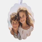 Peace Love Joy Green Bokeh - Christmas Photo Ornament Kaart (Links)