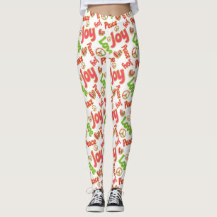 Peace Love Joy Hippie Boho Retro Kerstfeestdag Leggings