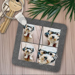 Peace Love Joy Holiday Chalkboard Photo Collage Sleutelhanger<br><div class="desc">Gebruik 4 vierkante afbeeldingen of instagram om een uniek en trendy Merry-kerstmemento te maken. Als u om het even wat rond moet bewegen,  klik op de aanpassingsknoop om veranderingen aan te brengen.</div>