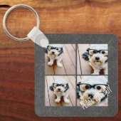 Peace Love Joy Holiday Chalkboard Photo Collage Sleutelhanger (Voorkant)