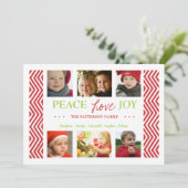 Peace Love Joy Holiday Chevron Photo Card Greep Feestdagenkaart (Staand voorkant)