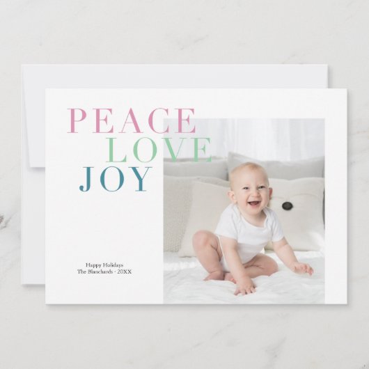 Peace Love Joy Holiday Photo Card Feestdagenkaart (Voorkant)