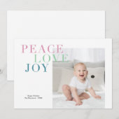 Peace Love Joy Holiday Photo Card Feestdagenkaart (Voorkant / Achterkant)