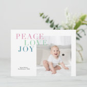 Peace Love Joy Holiday Photo Card Feestdagenkaart (Staand voorkant)