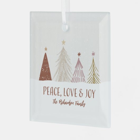 Peace Love & Joy Holidays Christmas Holiday Trees Glas Ornament (Voorkant links)