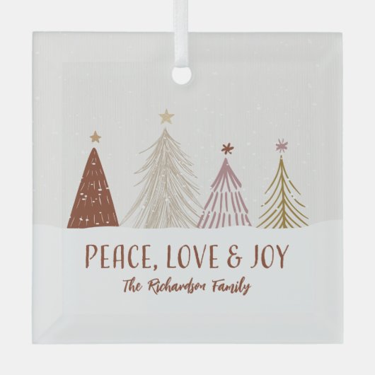 Peace Love & Joy Holidays Christmas Holiday Trees Glas Ornament (Voorkant)